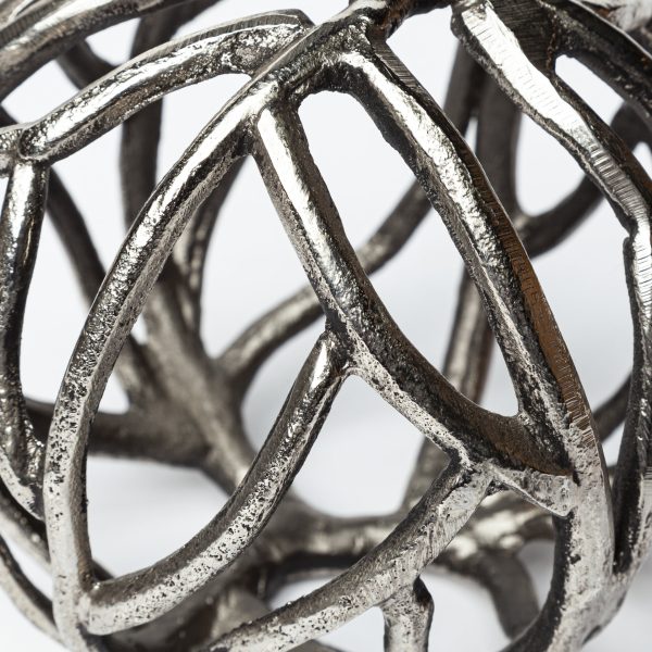 Sphaira II Large 7L x 7W Silver Cast Aluminum Decorative Tree Branch Orb 5