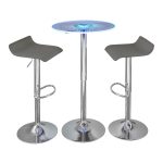 Spyra-Ale Contemporary Adjustable Chrome Bar Set with Light-Up Acrylic Tabletop and Grey Stools (Set of 3) 8 Spyra-Ale Contemporary Adjustable Chrome Bar Set with Light-Up Acrylic Tabletop and Grey Stools (Set of 3)