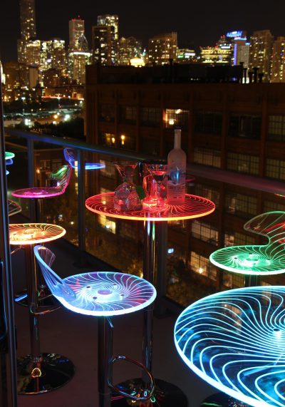 Spyra Contemporary Light Up Adjustable Bar Table