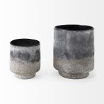 Squally 8.0L x 8.0W x 8.6H Black/Brown Glass Ombre Textured Vase