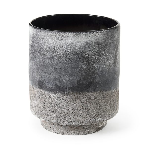 Squally 8.0L x 8.0W x 8.6H BlackBrown Glass Ombre Textured Vase