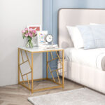 Gold Geometric End Table with Tempered Glass Top 9 Gold Geometric End Table with Tempered Glass Top