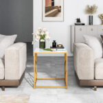 Gold Geometric End Table with Tempered Glass Top 13 Gold Geometric End Table with Tempered Glass Top