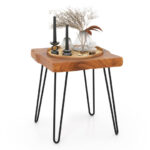 Rustic Reclaimed Teak Wood End Table with Metal Legs 10 Rustic Reclaimed Teak Wood End Table with Metal Legs