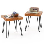 Rustic Reclaimed Teak Wood End Table with Metal Legs 11 Rustic Reclaimed Teak Wood End Table with Metal Legs
