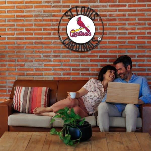 St Louis Cardinals 24 Inch Wrought Iron Team Logo Wall Decor 1