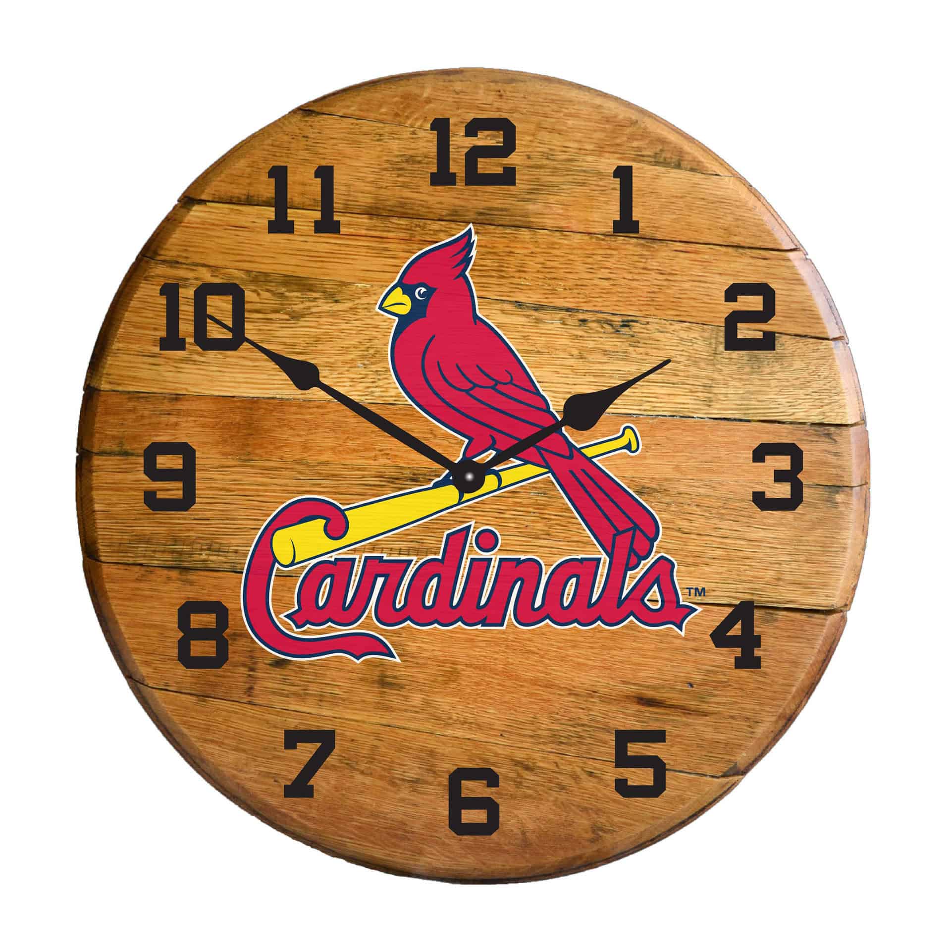 St Louis Cardinals Oak Whiskey Barrel Clock MLB Licensed 3 St Louis Cardinals Oak Whiskey Barrel Clock MLB Licensed - Image 3