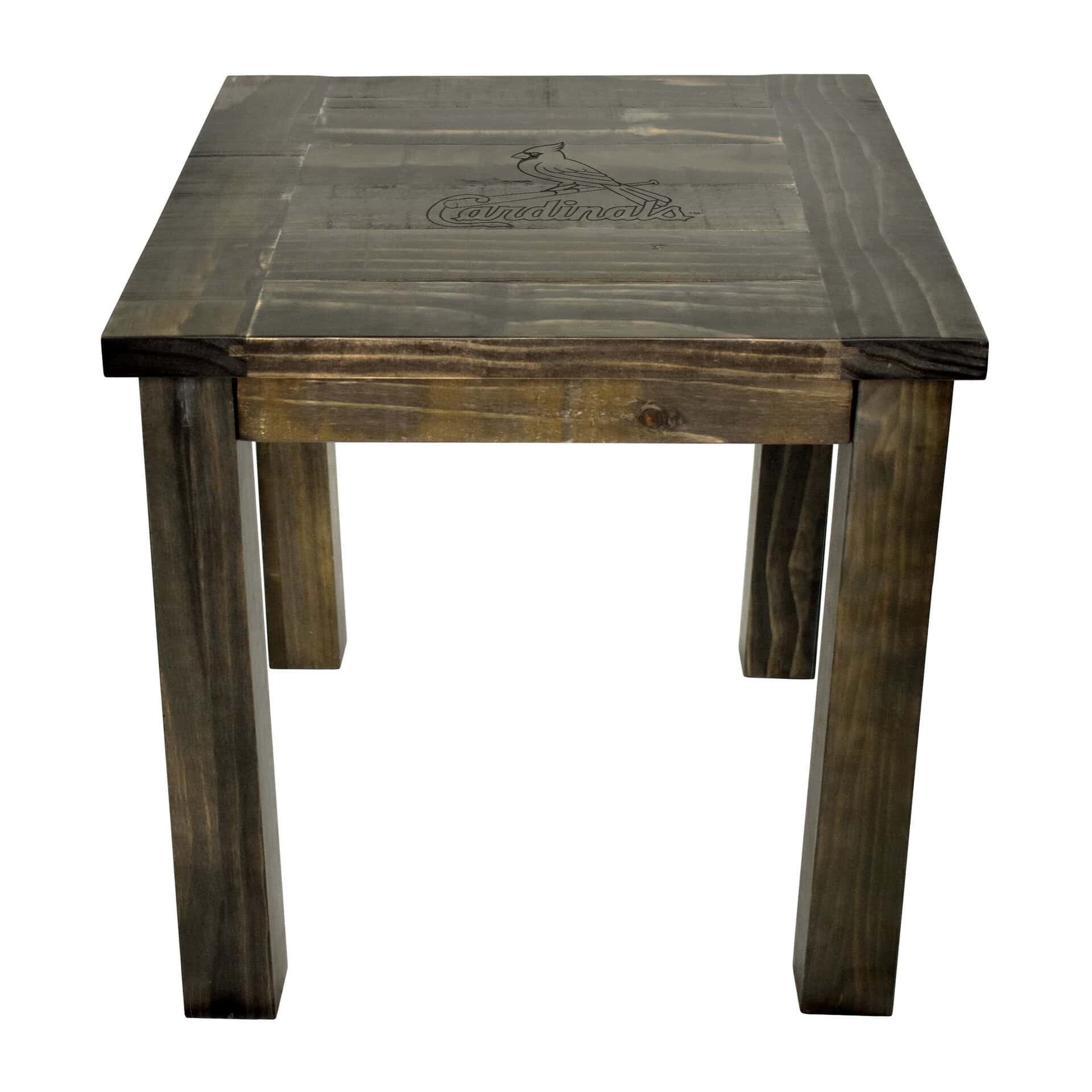 St Louis Cardinals Reclaimed Pine Wood Logo Side Table 2 St Louis Cardinals Reclaimed Pine Wood Logo Side Table - Image 2