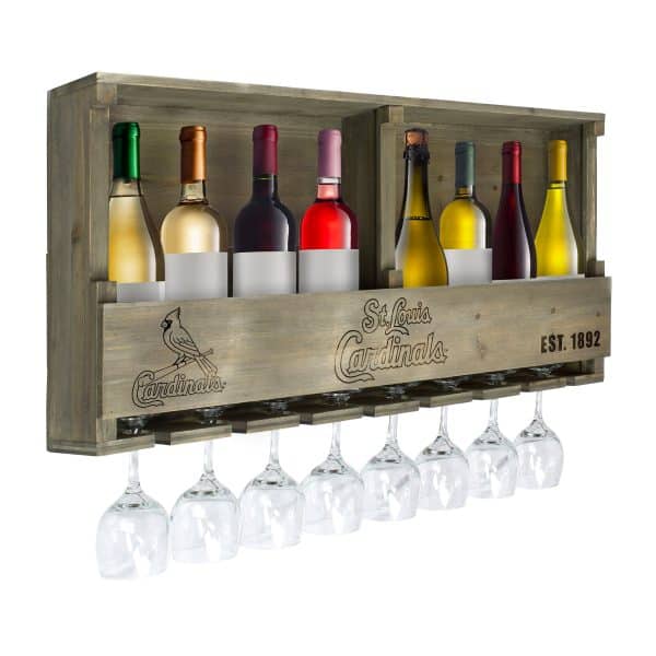 St Louis Cardinals Reclaimed Wood Bar Shelf Holds 8 Bottles 1