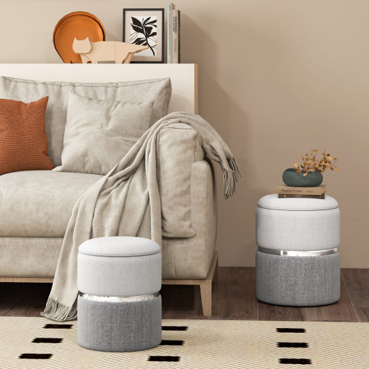 Stackable Velvet Linen Storage Ottomans with Gold Trim (Set of 2) 9 Stackable Velvet Linen Storage Ottomans with Gold Trim (Set of 2) - Image 9