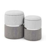Stackable Velvet Linen Storage Ottomans with Gold Trim (Set of 2) 24 Stackable Velvet Linen Storage Ottomans with Gold Trim (Set of 2)