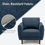 Modern Upholstered Fabric Accent Chair with Wood Legs