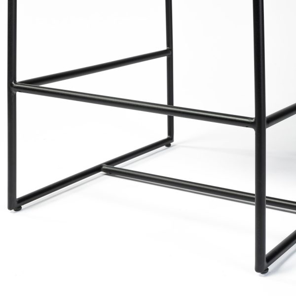 Stamford 36 Total Height Black Leather Seat w Wood Back Metal Frame Counter Stool 10