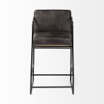 Stamford 36" Total Height Black Leather Seat w/ Wood Back, Metal Frame Counter Stool
