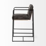 Stamford 36" Total Height Black Leather Seat w/ Wood Back, Metal Frame Counter Stool