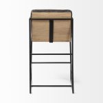 Stamford 36" Total Height Black Leather Seat w/ Wood Back, Metal Frame Counter Stool