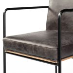 Stamford 36" Total Height Black Leather Seat w/ Wood Back, Metal Frame Counter Stool