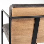 Stamford 36" Total Height Black Leather Seat w/ Wood Back, Metal Frame Counter Stool
