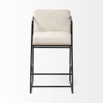Stamford 36" Total Height Light Beige Upholstered Seat w/ Wood Back, Metal Frame Counter Stool