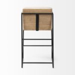 Stamford 36" Total Height Light Beige Upholstered Seat w/ Wood Back, Metal Frame Counter Stool