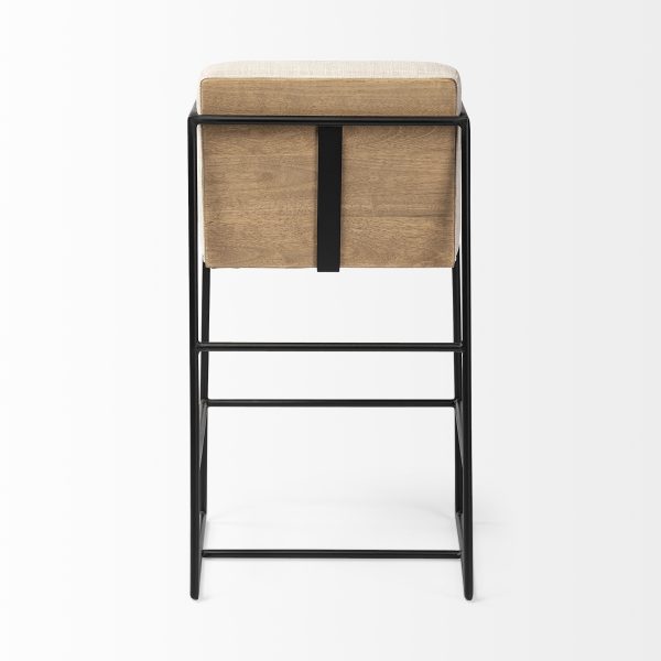 Stamford 36 Total Height Light Beige Upholstered Seat w Wood Back Metal Frame Counter Stool 6