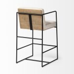Stamford 36" Total Height Light Beige Upholstered Seat w/ Wood Back, Metal Frame Counter Stool