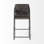 Stamford 40" Total Height Black Leather Seat w/ Wood Back, Metal Frame Bar Stool