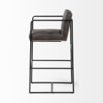 Stamford 40" Total Height Black Leather Seat w/ Wood Back, Metal Frame Bar Stool