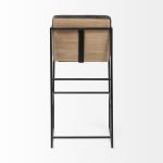 Stamford 40" Total Height Black Leather Seat w/ Wood Back, Metal Frame Bar Stool