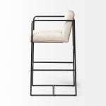 Stamford 40" Total Height Light Beige Upholstered Seat w/ Wood Back, Metal Frame Bar Stool