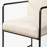 Stamford 40" Total Height Light Beige Upholstered Seat w/ Wood Back, Metal Frame Bar Stool