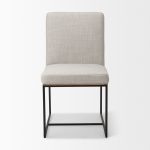 Stamford Beige Upholstered Seat w/ Wood Back, Black Metal Frame Dining Chair