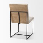 Stamford Beige Upholstered Seat w/ Wood Back, Black Metal Frame Dining Chair