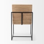 Stamford Beige Upholstered Seat w/ Wood Back, Black Metal Frame Dining Chair w/ Arms