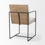 Stamford Beige Upholstered Seat w/ Wood Back, Black Metal Frame Dining Chair w/ Arms
