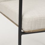 Stamford Beige Upholstered Seat w/ Wood Back, Black Metal Frame Dining Chair w/ Arms
