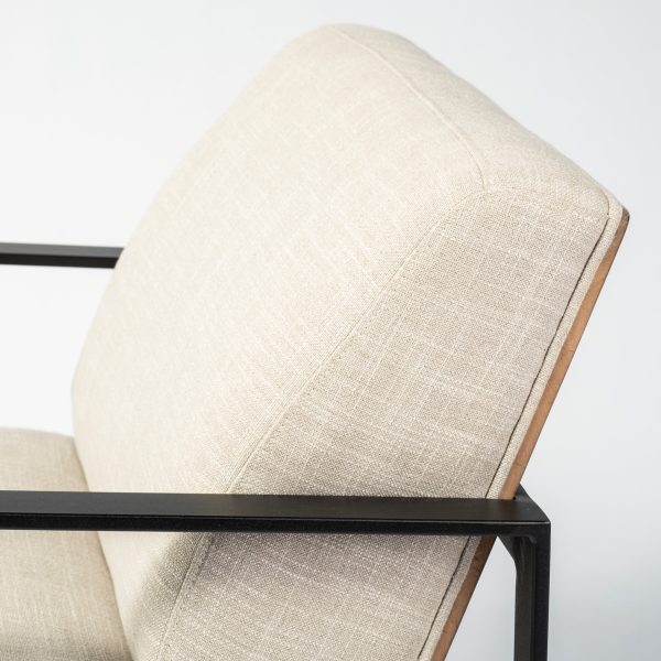 Stamford Light Beige Upholstered Seat w Wood Back Metal Frame Accent Chair 11