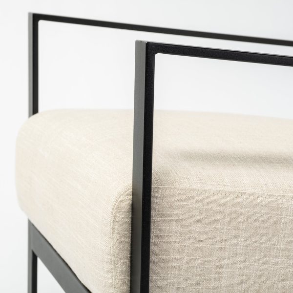 Stamford Light Beige Upholstered Seat w Wood Back Metal Frame Accent Chair 12