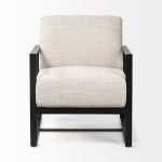Stamford Light Beige Upholstered Seat w/ Wood Back, Metal Frame Accent Chair