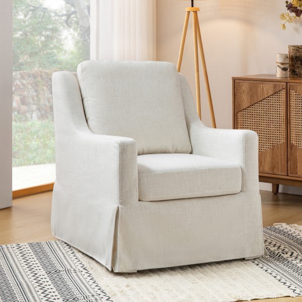 Stan Ivory Linen Swivel Gliding Accent Chair 1