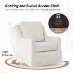 Stan Ivory Linen Swivel Gliding Accent Chair 8 Stan Ivory Linen Swivel Gliding Accent Chair