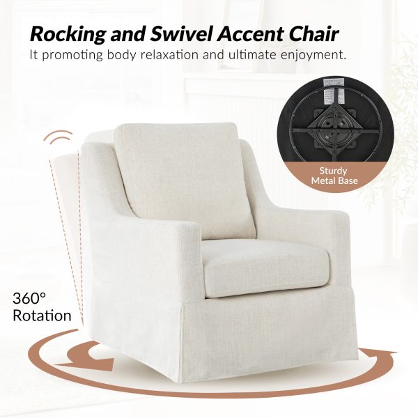 Stan Ivory Linen Swivel Gliding Accent Chair 2