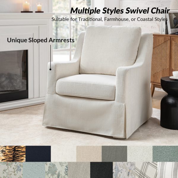 Stan Ivory Linen Swivel Gliding Accent Chair 3