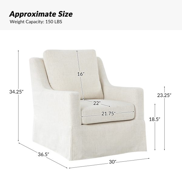 Stan Ivory Linen Swivel Gliding Accent Chair 4