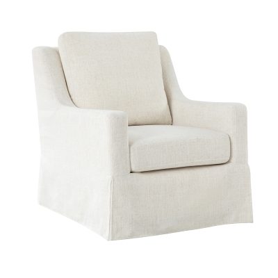 Stan Ivory Linen Swivel Gliding Accent Chair