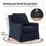 Stan Navy Linen Swivel Gliding Accent Chair 8 Stan Navy Linen Swivel Gliding Accent Chair