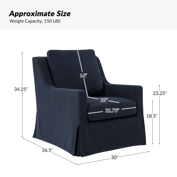 Stan Navy Linen Swivel Gliding Accent Chair 4