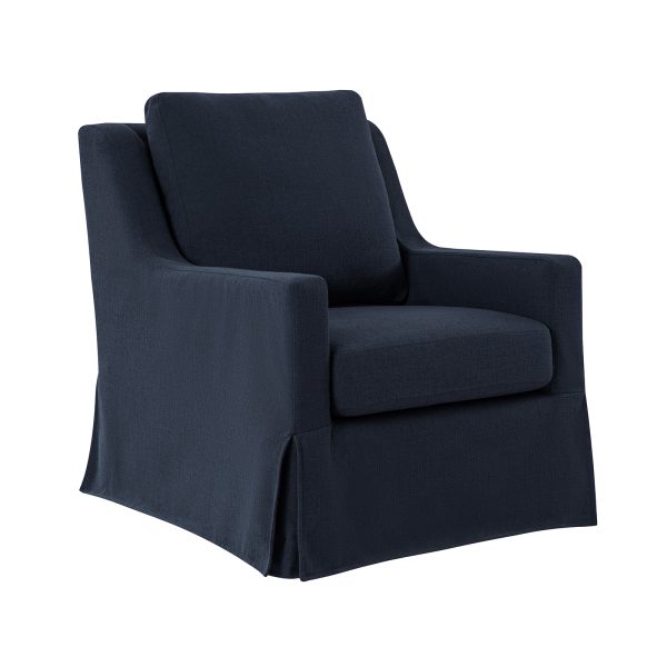 Stan Navy Linen Swivel Gliding Accent Chair