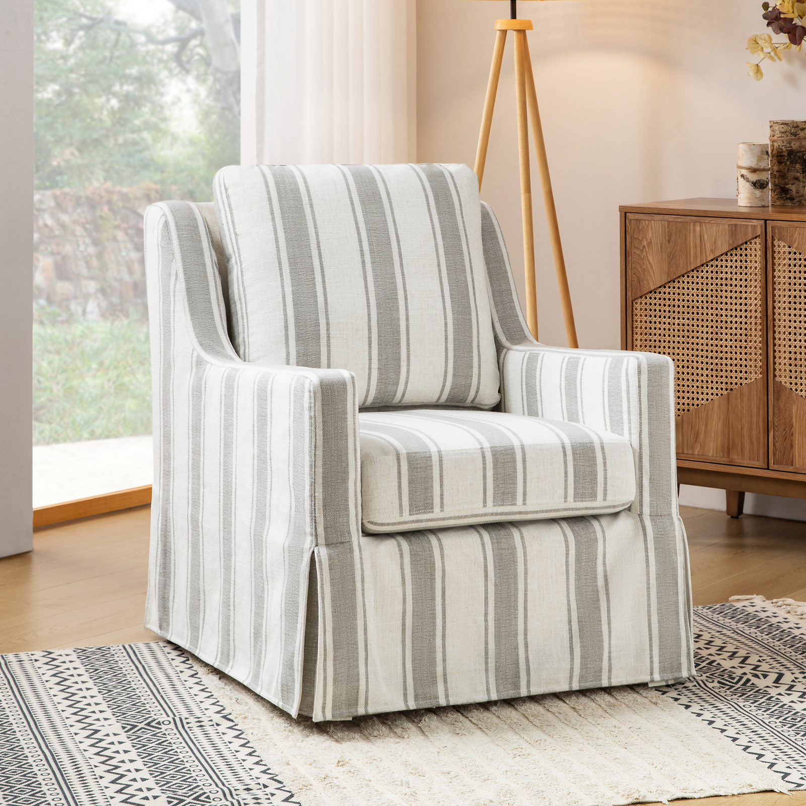 Stan Slipcovered Swivel Gliding Accent Chair with Reversible Cushions 2 Stan Slipcovered Swivel Gliding Accent Chair with Reversible Cushions - Image 2
