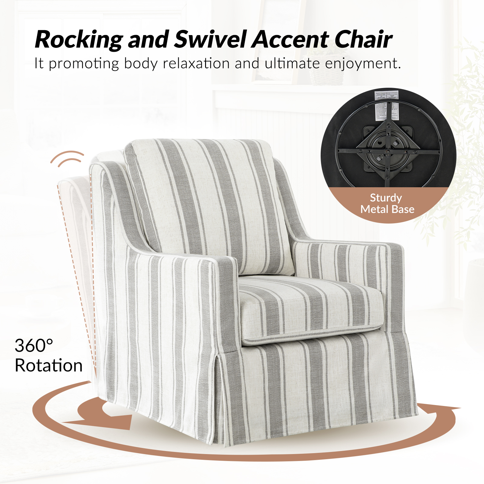 Stan Slipcovered Swivel Gliding Accent Chair with Reversible Cushions 3 Stan Slipcovered Swivel Gliding Accent Chair with Reversible Cushions - Image 3